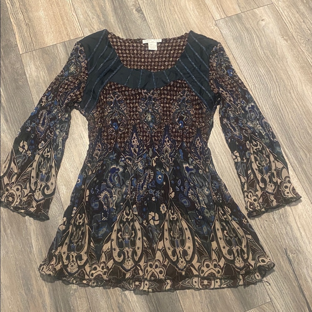 Alberto Makali Brown and Cream Patterned Top